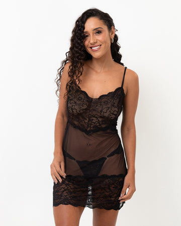 Camisola de Tule Transparente com Renda e Alças Reguláveis Jéssica
