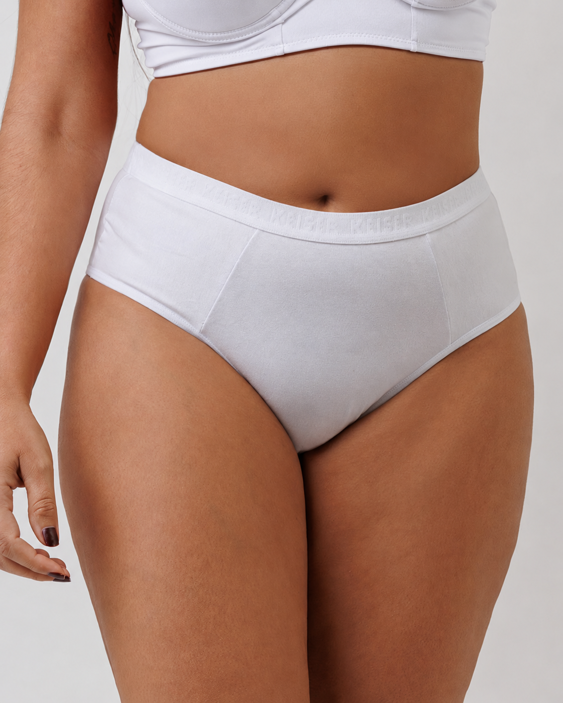 Calcinha de Algodão com Elastano Cós Alto Andressa