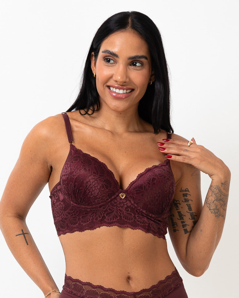Sutiã Alessandra Cropped com Bojo em Renda
