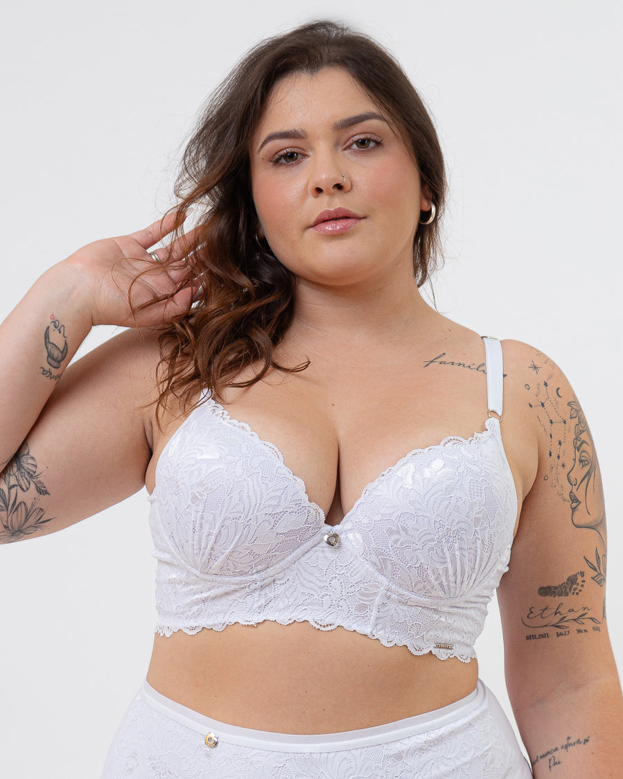 Sutiã Alessandra Cropped em Renda com Bojo Sob Medida