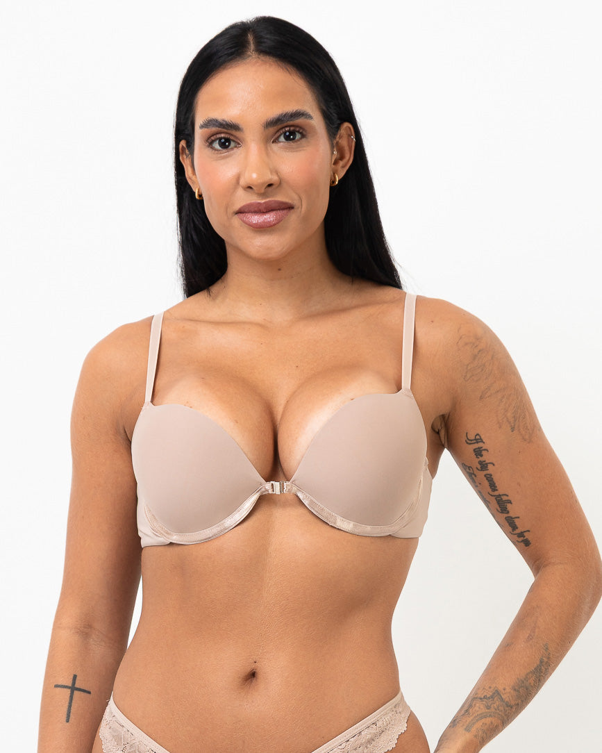 Sutiã Push Up de Microfibra com Bojo 3D e Fecho Frontal Vanessa