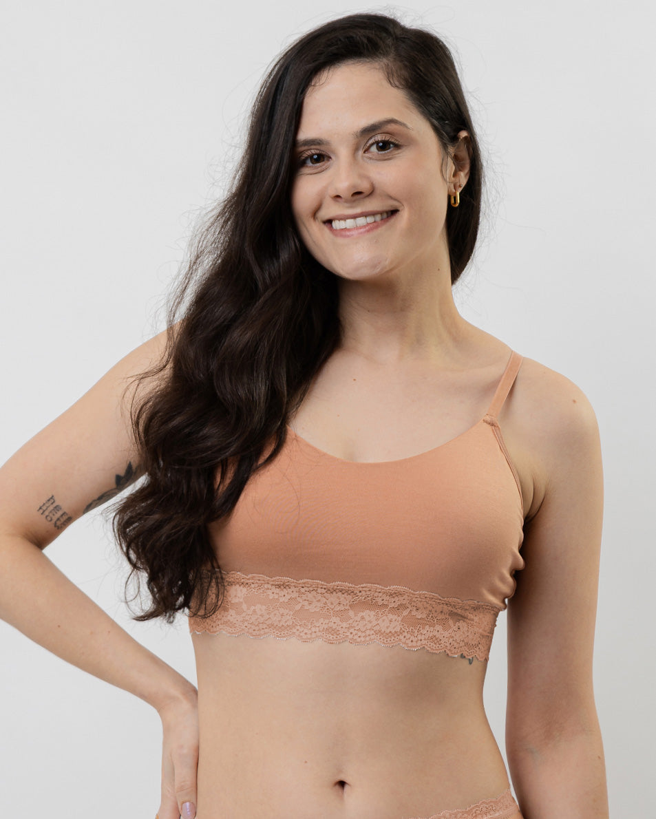 Sutiã Top de Modal com Renda e Bojo Removível Tati