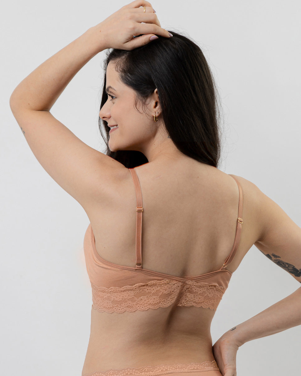 Sutiã Top de Modal com Renda e Bojo Removível Tati